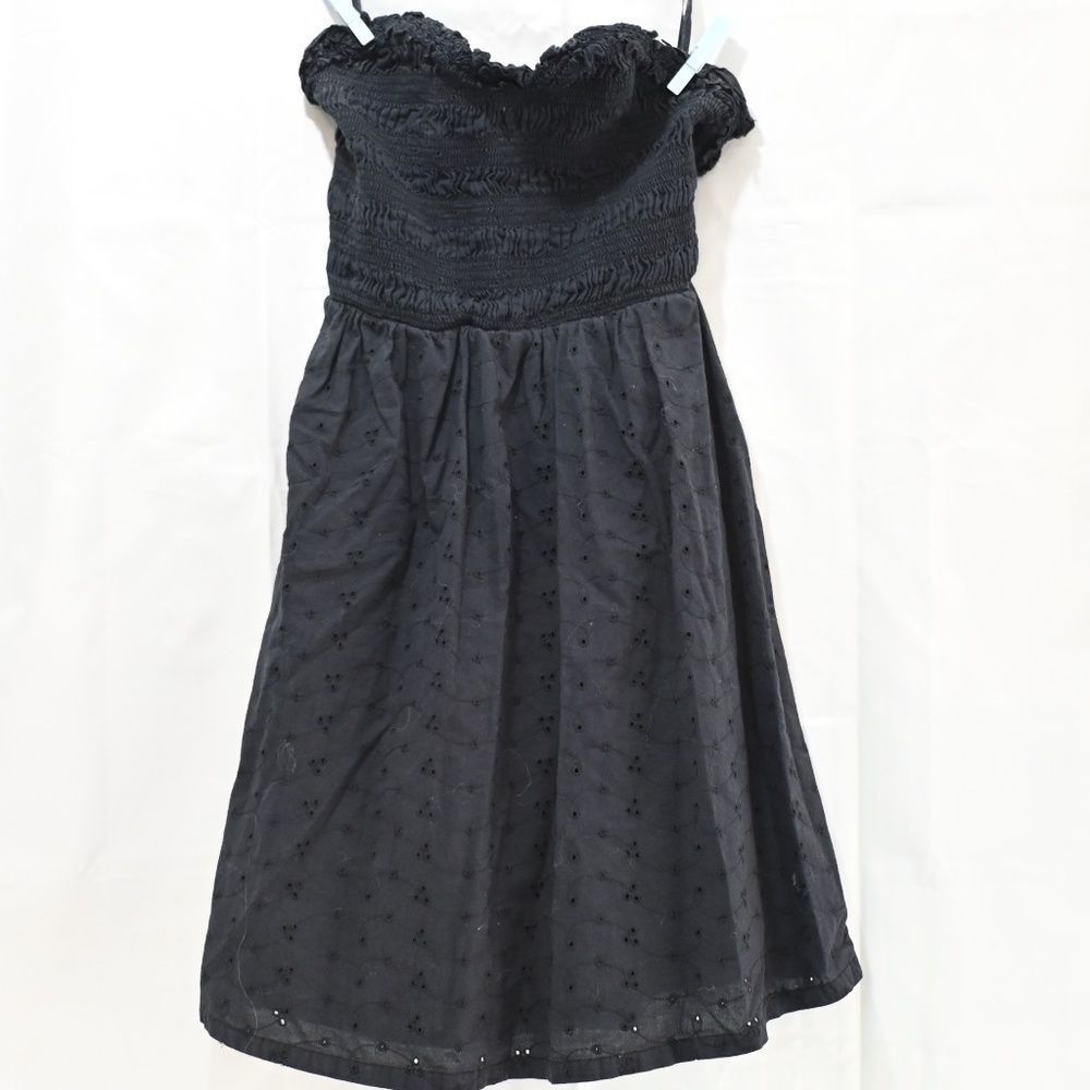 Urban Outfitters Dress Strapless Eyelet Size S Black